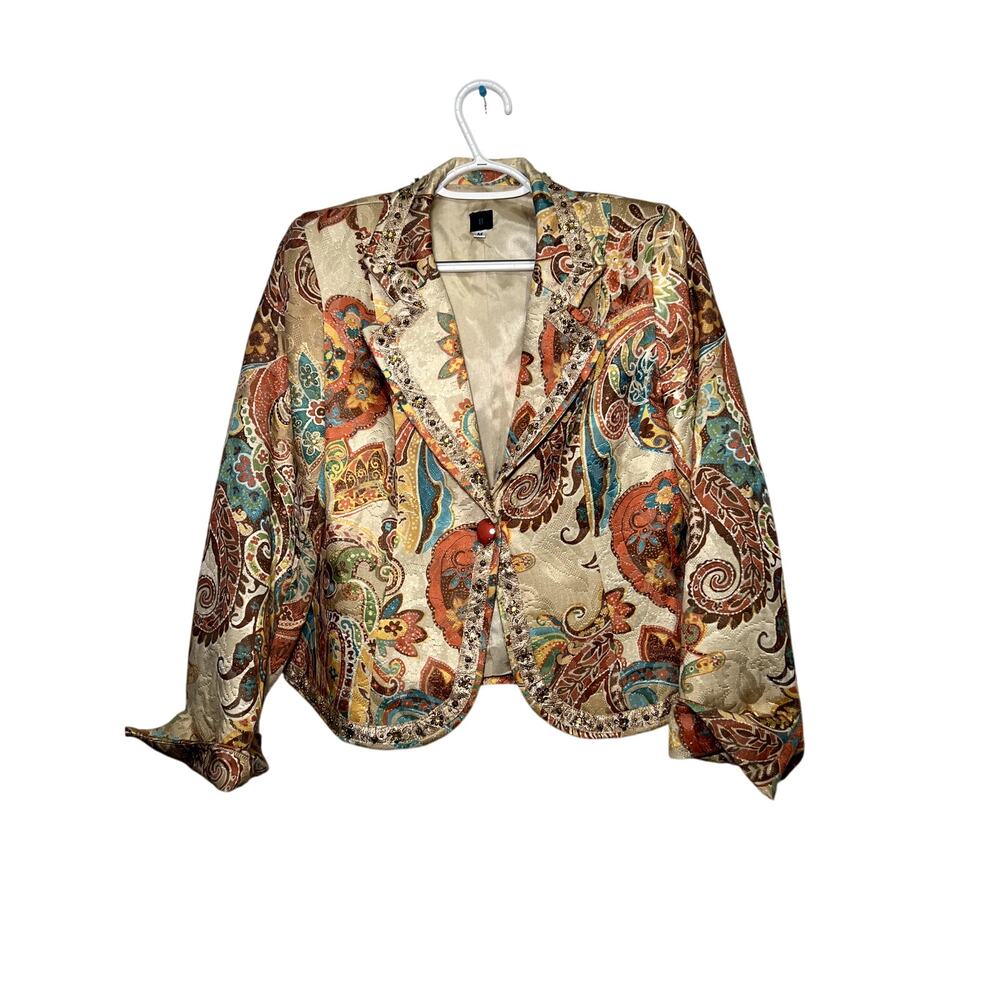 ⚜️Paisley Satin Blazer Jacket - Neutral Multi-Color